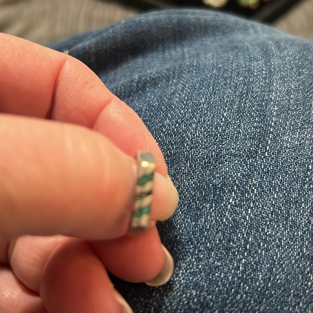 Native American Malachite Sterling Silver ring - Picture 7 of 7